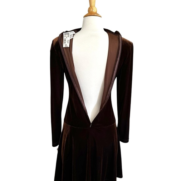 JOSEPH RIBKOFF Vintage Velvet Swing Dress Chocolate Brown Quiet Luxury Glam NWT - Picture 10 of 16